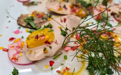 Carpaccio de noix de saint jacques, foie gras et truffes