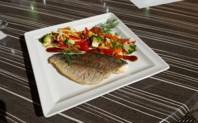 Filet de dorade rôti et wok de légumes